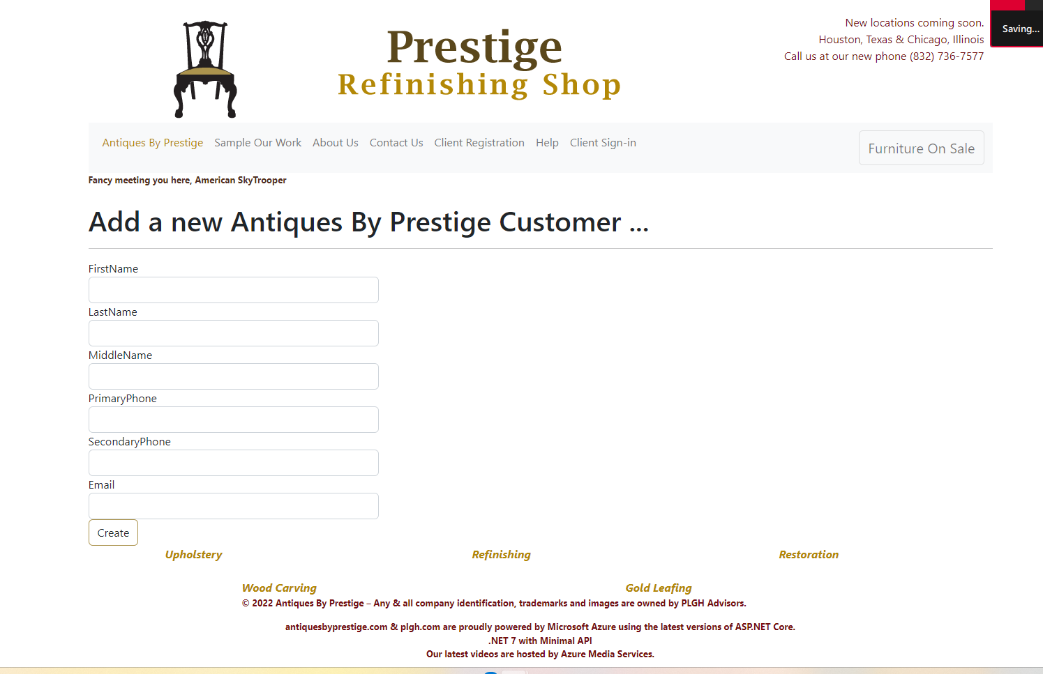 Antiques By Prestige Customer Management System